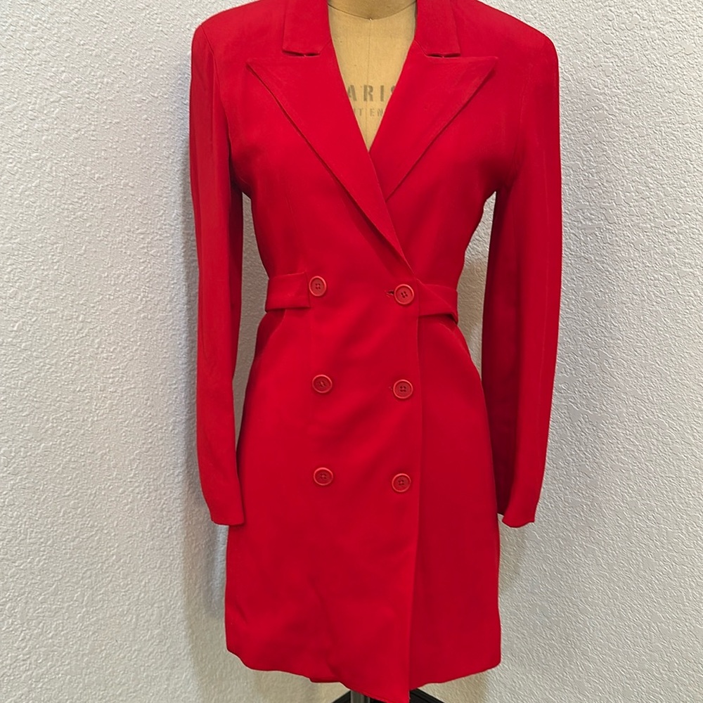 Nicole Miller Vintage Ladies Red Double Breasted Suitdress SZ 4